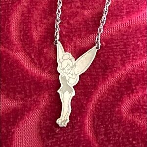 Licensed Disney Sterling Silver Tinkerbell Pendant. 18” Sterling Silver chain